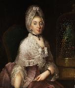 Johann Carl Loth Portrait einer Dame mit Papageienkafig oil on canvas